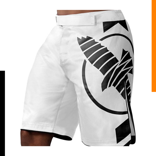 Fightshorts Hayabusa Icon (Largos) (Blanco / Negro) (Disponible por Encargo)