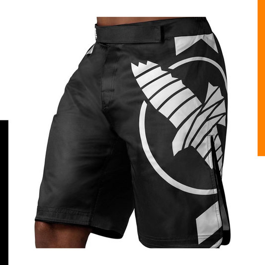 Fightshorts Hayabusa Icon (Largos) (Negro / Blanco) (Disponible por Encargo)