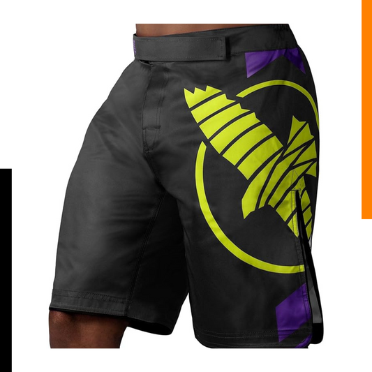 Fightshorts Hayabusa Icon (Largos) (Negro / Amarillo) (Disponible por Encargo)