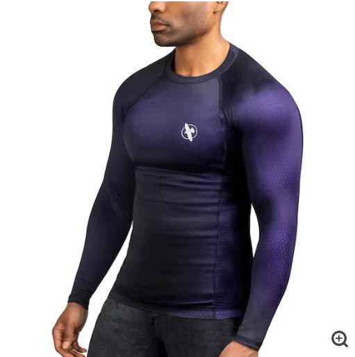 Rashguard Manga Larga Hayabusa Fusion (Negro / Morado) (Disponible por Encargo)