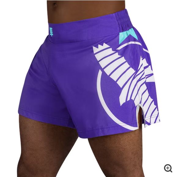 Fightshorts de Kickboxing Hayabusa Icon (Morado / Blanco) (Disponible por Encargo)