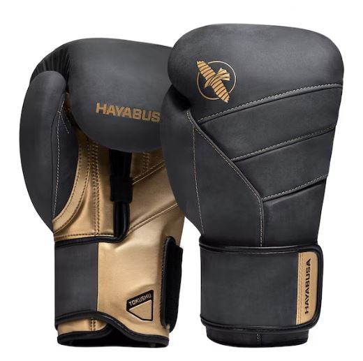 Guantes de Box Hayabusa T3 de Cuero de Lujo (Negro / Dorado) (Disponible por Encargo)