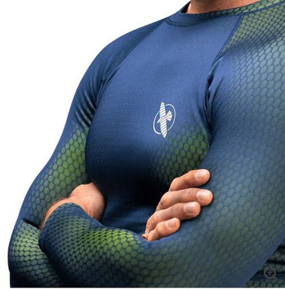 Rashguard Manga Larga Hayabusa Fusion (Azul / Verde) (Disponible por Encargo)