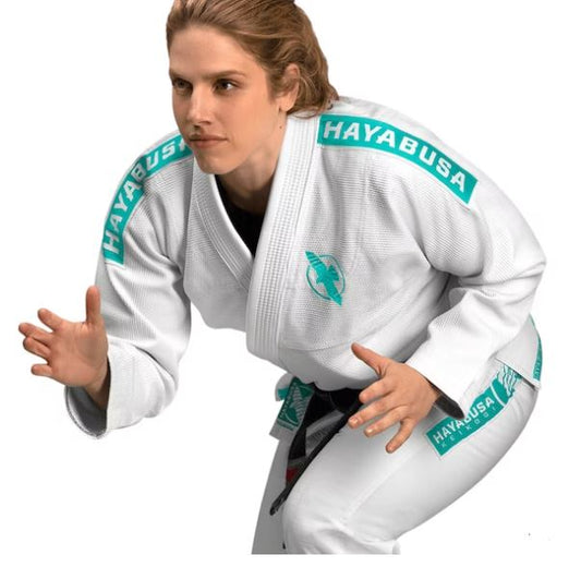 Uniforme de Jiujitsu Brasileño Liviano Hayabusa Lightweight (Blanco / Turquesa) (Disponible por Encargo)