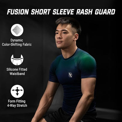 Rashguard Manga Corta Hayabusa Fusion (Azul / Verde) (Disponible en Costa Rica y por Encargo)