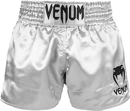 Fightshorts de Muay Thai Venum Classic (Plateado / Negro) (Disponible por Encargo)