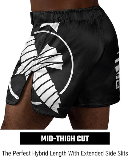 Fightshorts Hayabusa Icon (Cortos) (Negro / Blanco) (Disponible en Costa Rica y por Encargo)