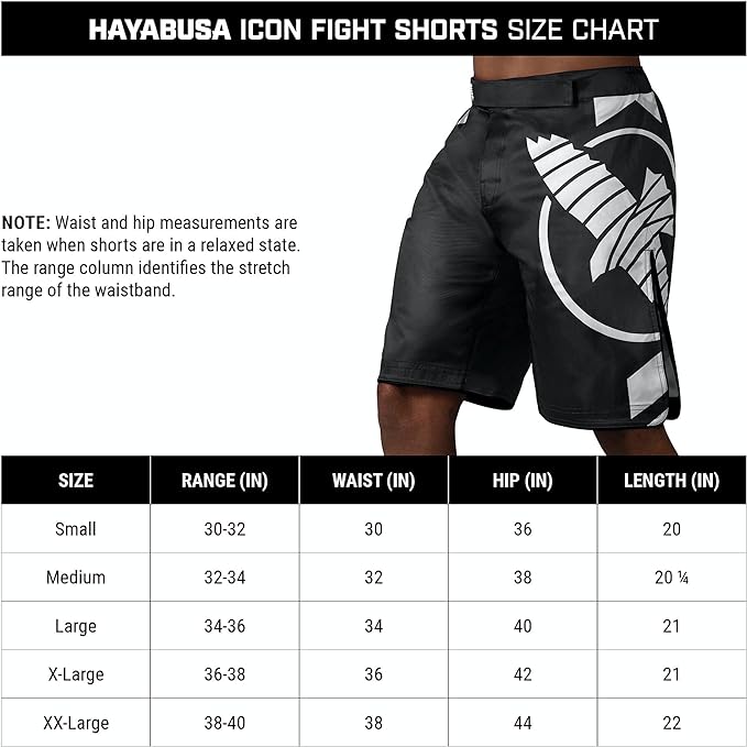 Fightshorts Hayabusa Icon (Largos) (Negro / Blanco) (Disponible por Encargo)