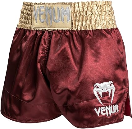 Fightshorts de Muay Thai Venum Classic (Vino / Dorado) (Disponible por Encargo)