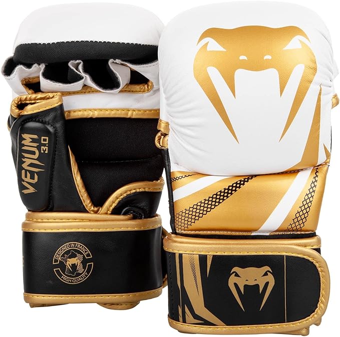 Guantes de MMA Venum Challenger 3.0 (Sparring) (Blanco / Dorado) (Disponible por Encargo)