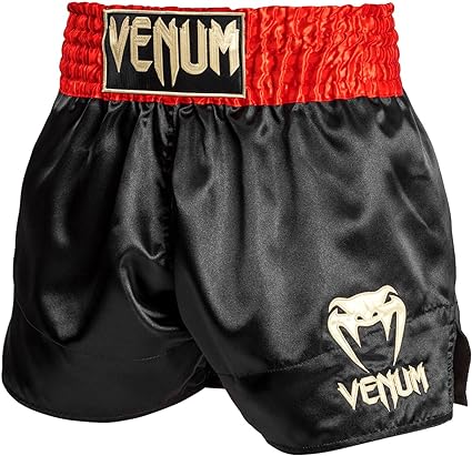 Fightshorts de Muay Thai Venum Classic (Negro / Rojo / Dorado) (Disponible por Encargo)