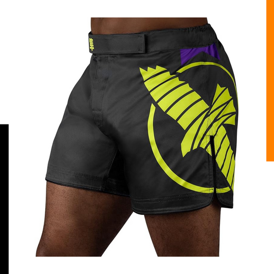 Fightshorts Hayabusa Icon (Cortos) (Negro / Amarillo) (Disponible por Encargo)