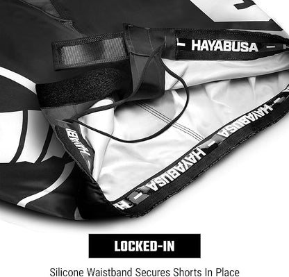 Fightshorts Hayabusa Icon (Cortos) (Negro / Blanco) (Disponible en Costa Rica y por Encargo)