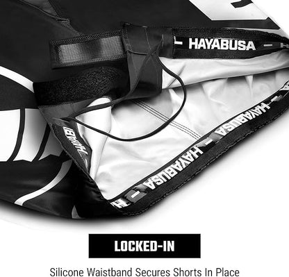 Fightshorts Hayabusa Icon (Largos) (Negro / Blanco) (Disponible por Encargo)