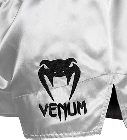 Fightshorts de Muay Thai Venum Classic (Plateado / Negro) (Disponible por Encargo)